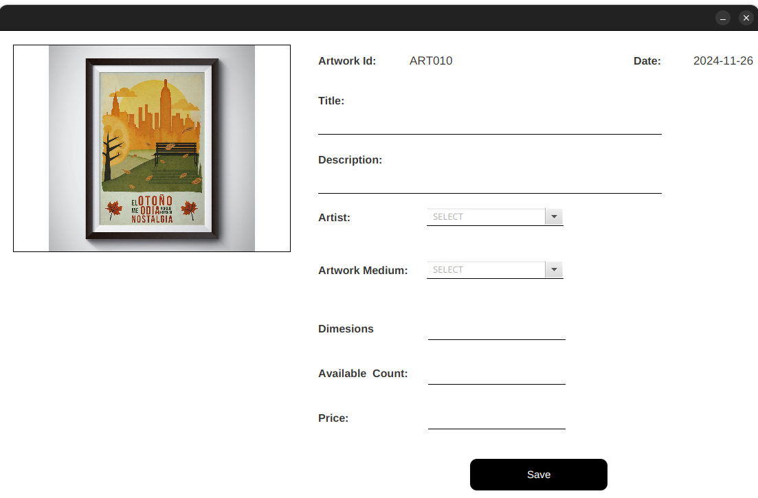Art Gallery Management System Screenshot 4